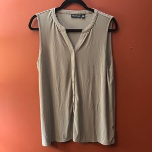 Nina‎ Leonard Green Button Down Top with Mandarin Collar